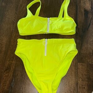 Neon Zip high waisted Bikini